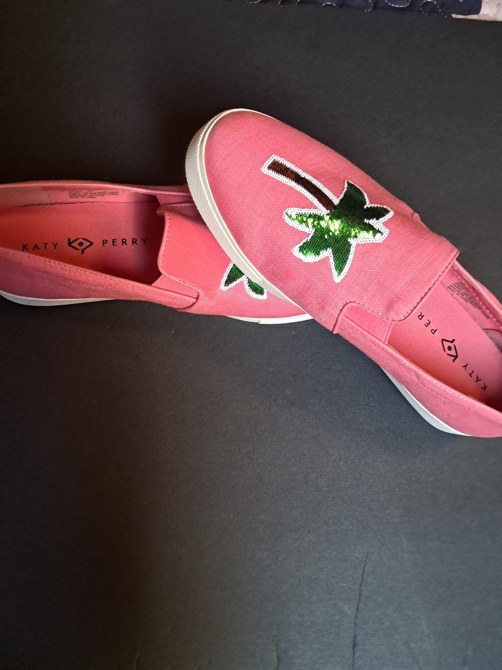 Katy Perry Collections Coral Pink Sequin Palm Slip-On Sneakers